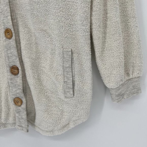 Soft Surroundings Terry Knit Button Front Shirt Jacket Shacket Grey Size Large - Picture 2 of 9